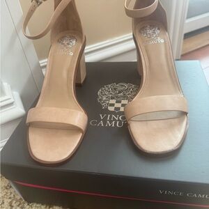 Vince Camuto Women's Beige Block Heel Sandals